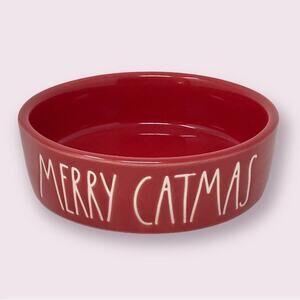 Rae Dunn NWT "MERRY CATMAS" Cat Ceramic Food Dish Christmas Holiday